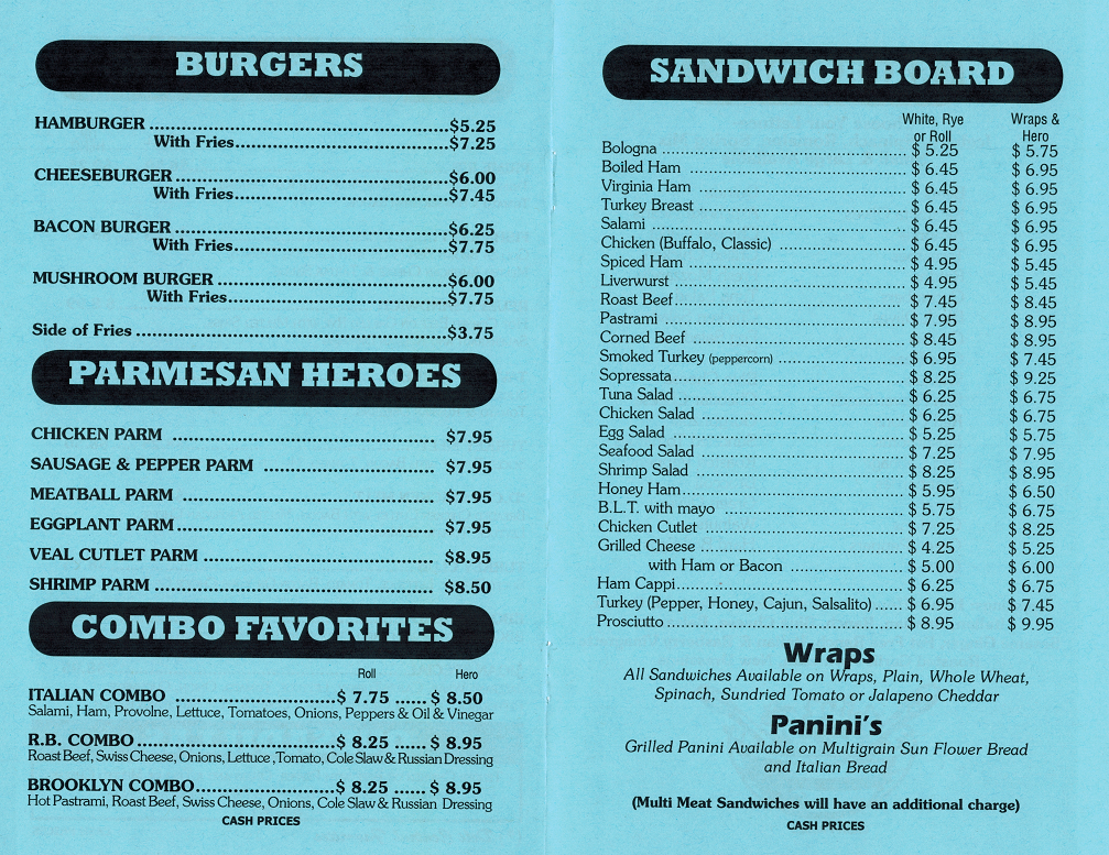 Lunch Menu Deli Central