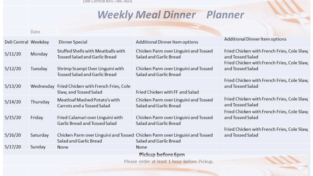 Dinner Specials Deli Central