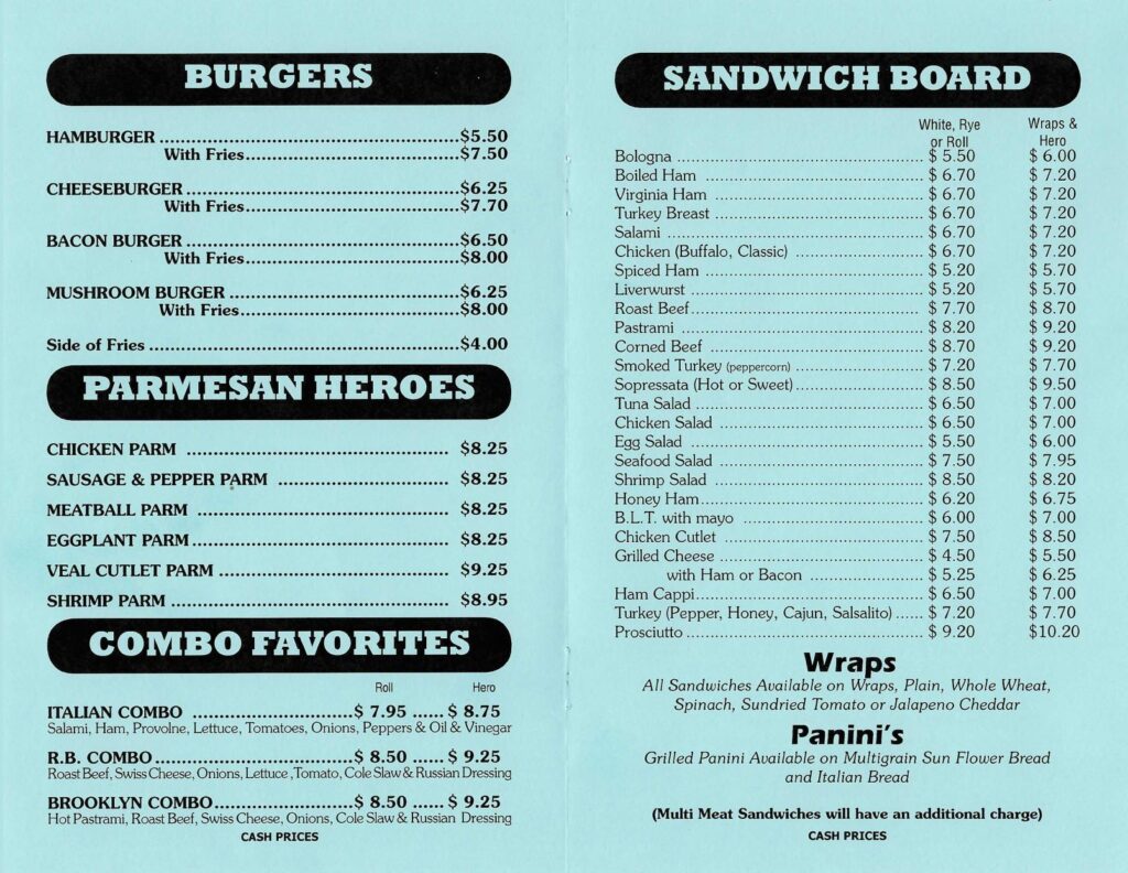 Lunch Menu Deli Central