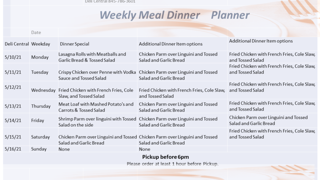 Dinner Specials Deli Central