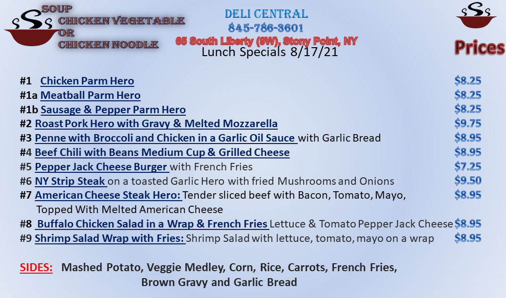 Lunch Specials Deli Central