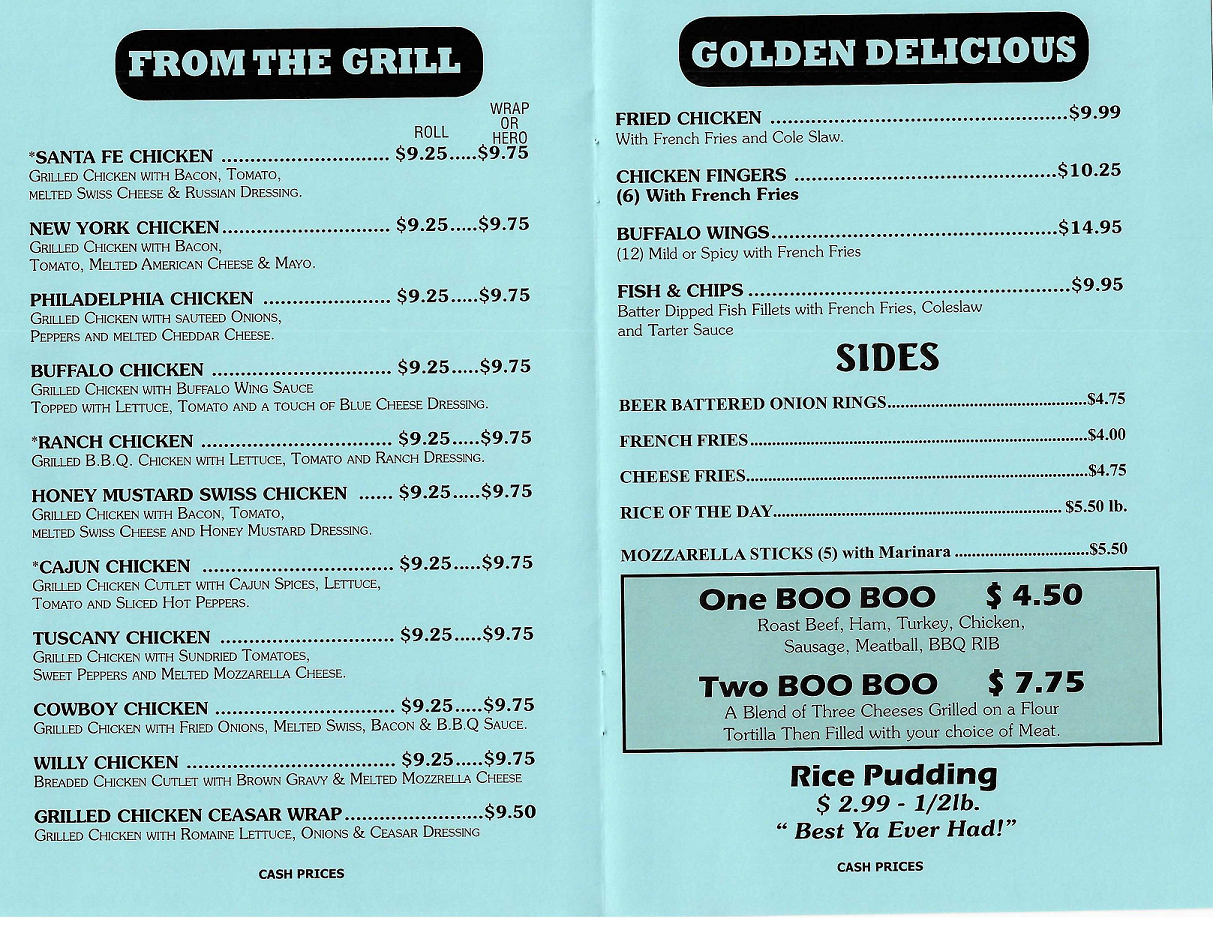 Lunch Menu Deli Central