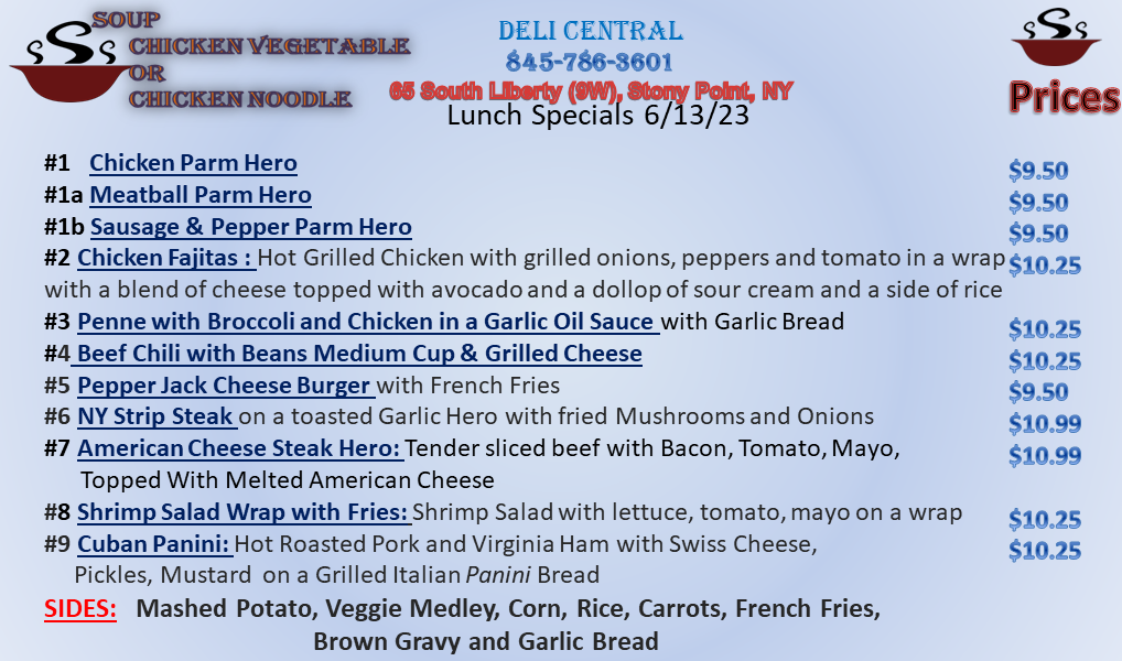 Lunch Specials Deli Central